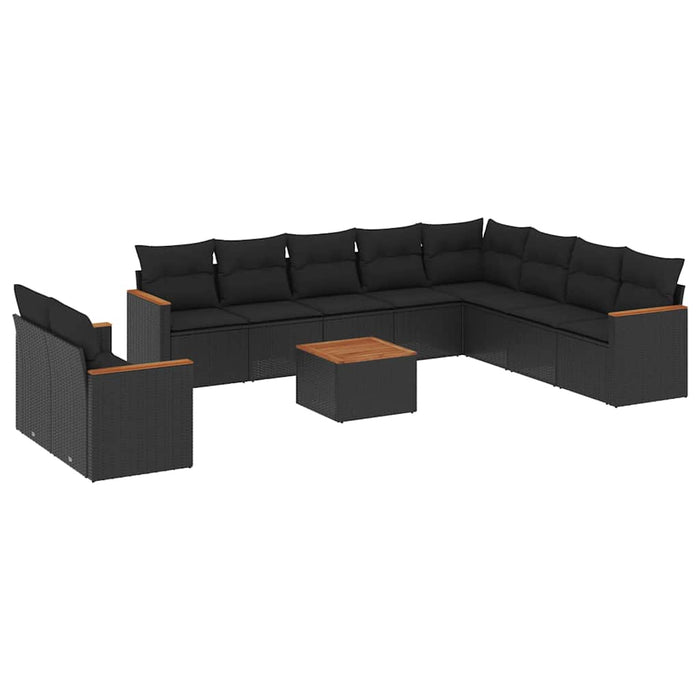 Set canapele de grădină cu perne, 11 piese, negru, poliratan - WALTI WALTI