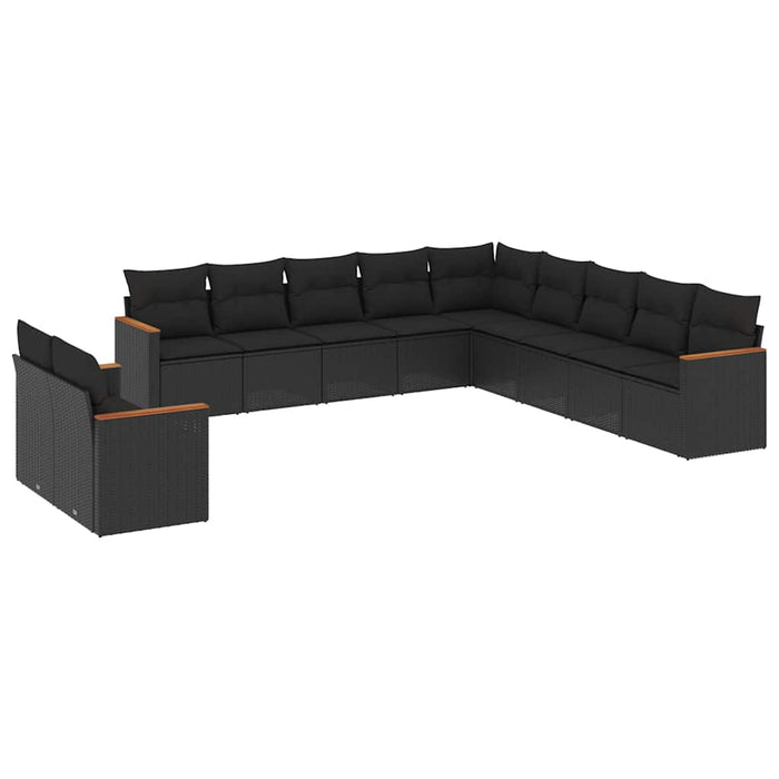 Set canapele de grădină cu perne, 11 piese, negru, poliratan - WALTI WALTI