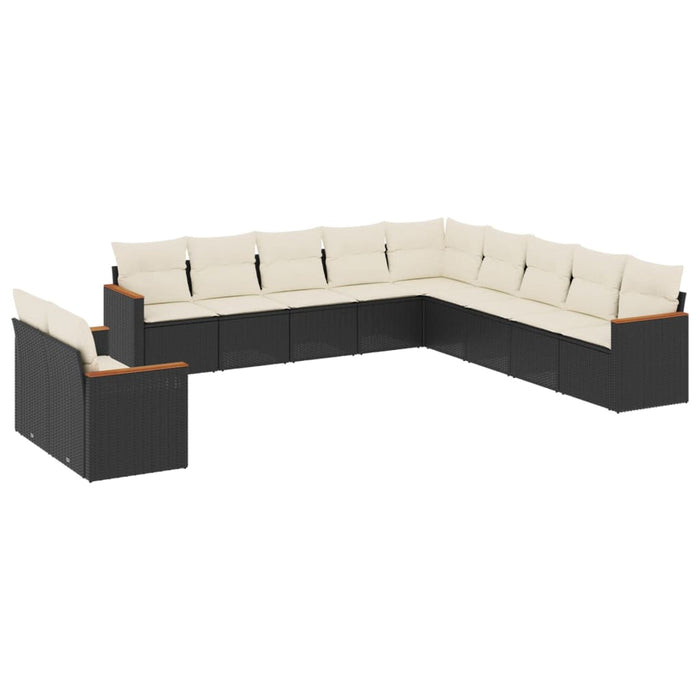 Set canapele de grădină cu perne, 11 piese, negru, poliratan - WALTI WALTI