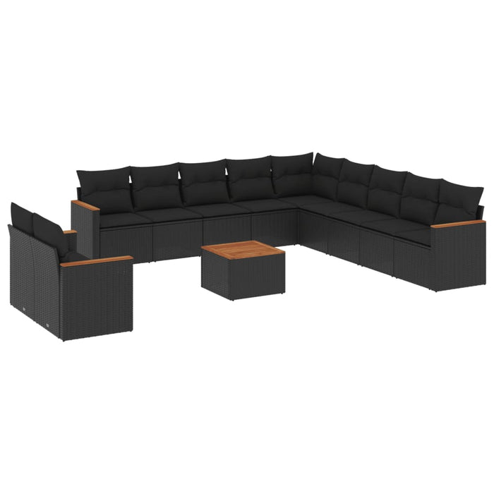 Set canapele de grădină, 12 piese, cu perne, negru, poliratan - WALTI WALTI