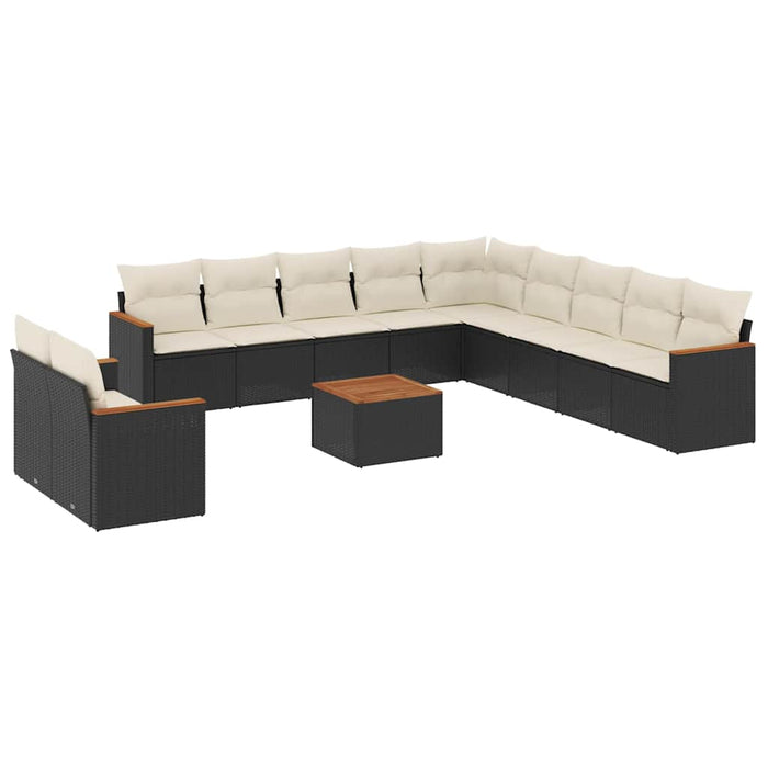 Set canapele de grădină, 12 piese, cu perne, negru, poliratan - WALTI WALTI
