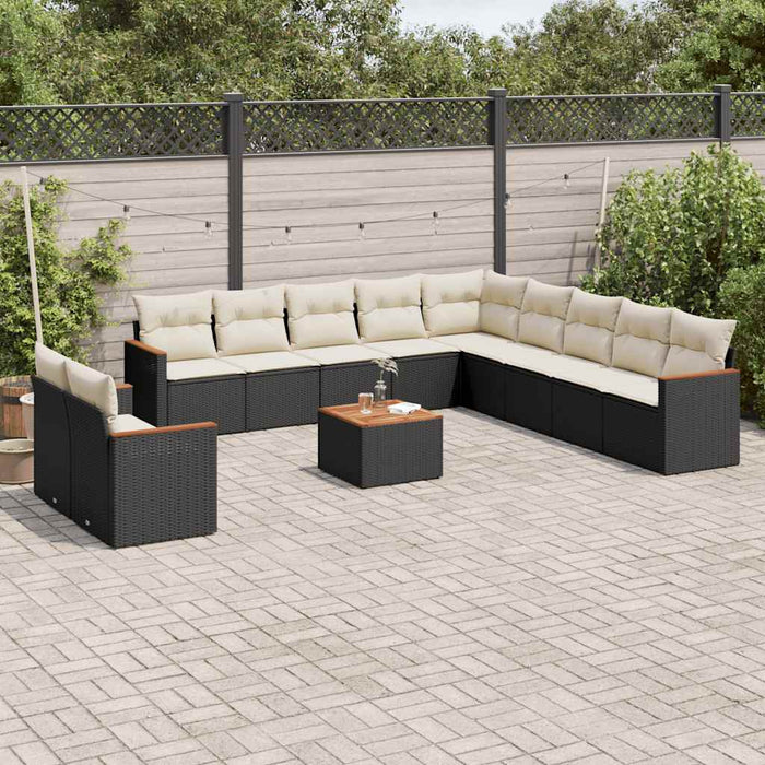Set canapele de grădină, 12 piese, cu perne, negru, poliratan - WALTI WALTI