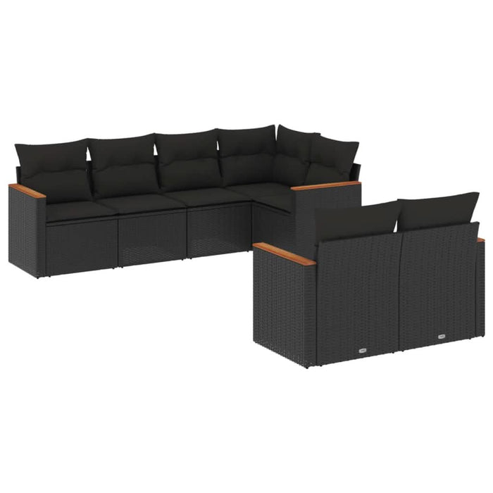 Set canapele de grădină cu perne, 7 piese, negru, poliratan - WALTI WALTI