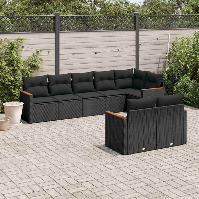 Set mobilier de grădină cu perne, 8 piese, negru, poliratan - WALTI WALTI