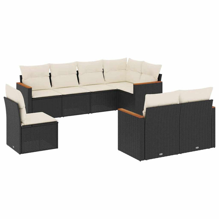 Set mobilier de grădină cu perne, 8 piese, negru, poliratan - WALTI WALTI
