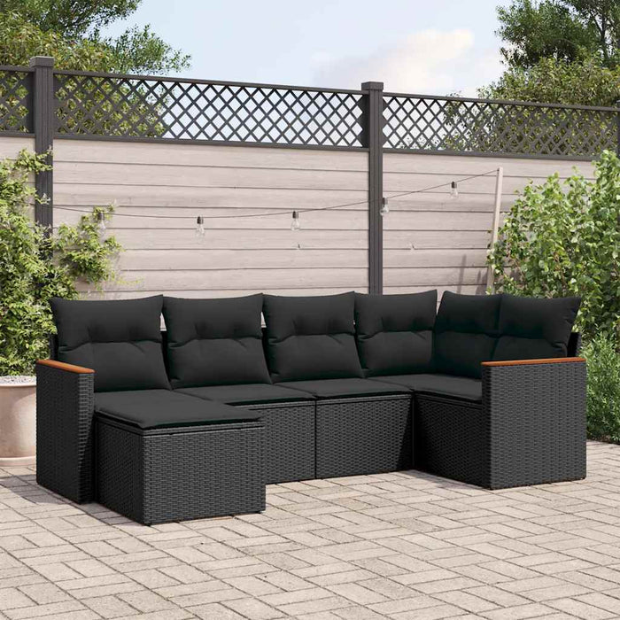 Set mobilier de grădină cu perne, 6 piese, negru, poliratan - WALTI WALTI