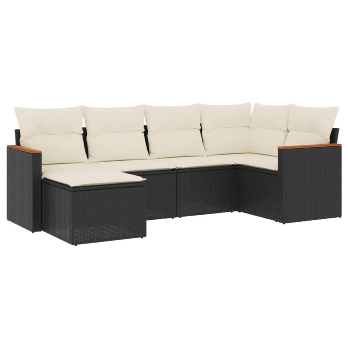 Set mobilier de grădină cu perne, 6 piese, negru, poliratan - WALTI WALTI
