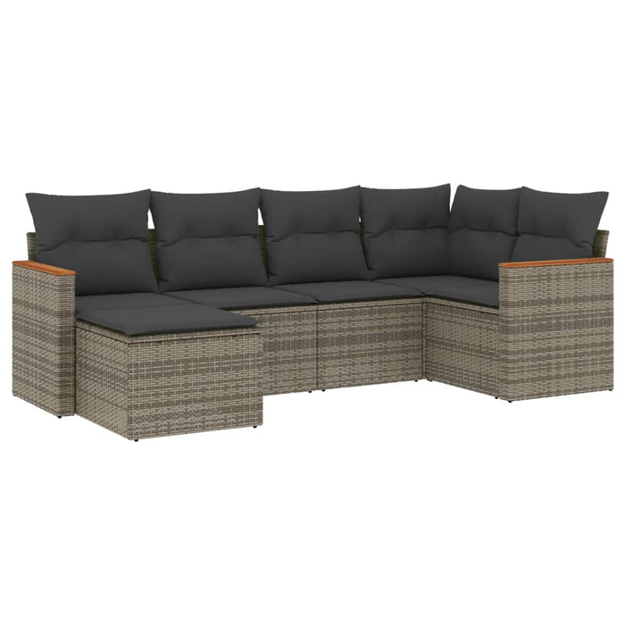Set mobilier grădină cu perne, 6 piese, gri, poliratan - WALTI WALTI
