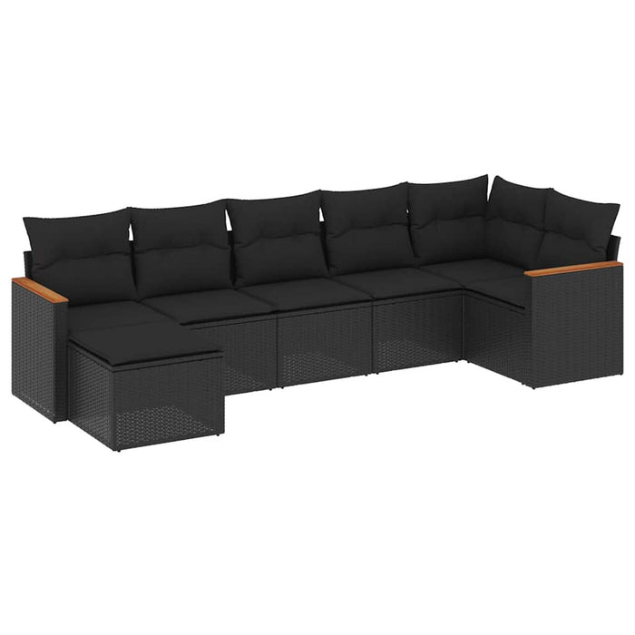 Set canapele de grădină cu perne, 7 piese, negru, poliratan - WALTI WALTI