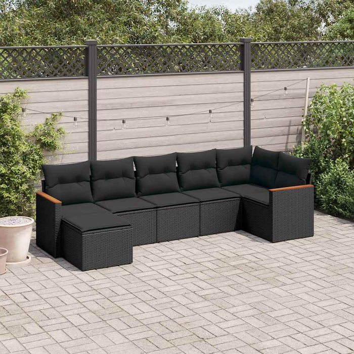 Set canapele de grădină cu perne, 7 piese, negru, poliratan - WALTI WALTI