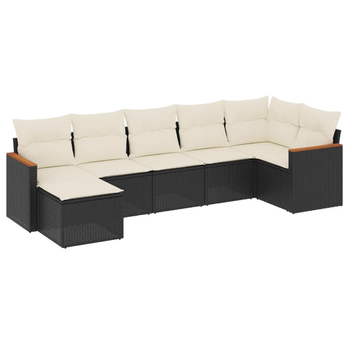 Set canapele de grădină cu perne, 7 piese, negru, poliratan - WALTI WALTI