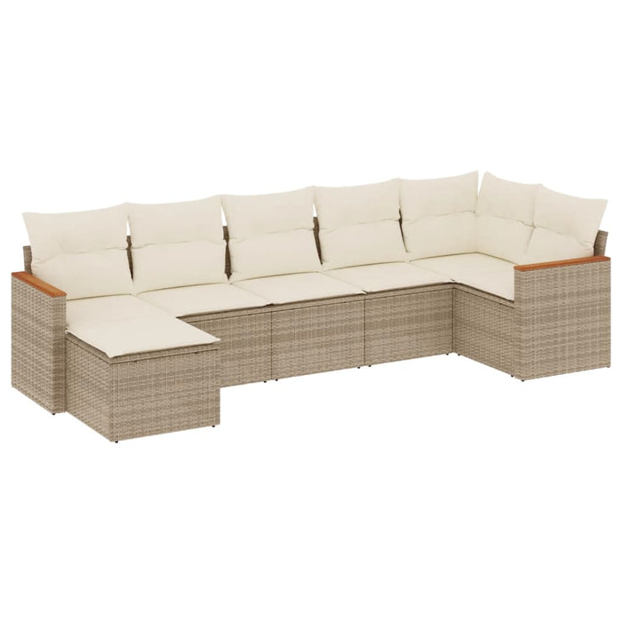 Set canapele de grădină, 7 piese, cu perne, bej, poliratan WALTI