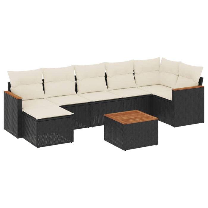 Set mobilier de grădină cu perne, 8 piese, negru, poliratan - WALTI WALTI