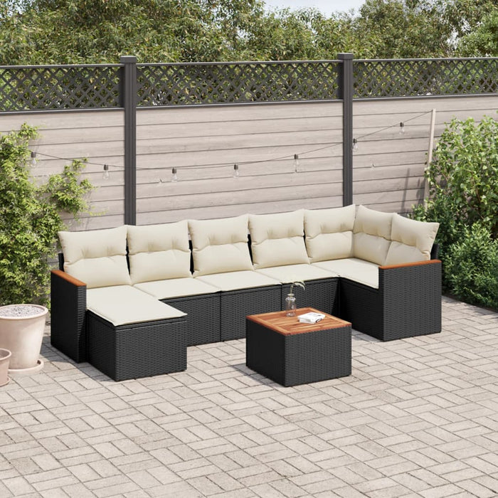 Set mobilier de grădină cu perne, 8 piese, negru, poliratan - WALTI WALTI