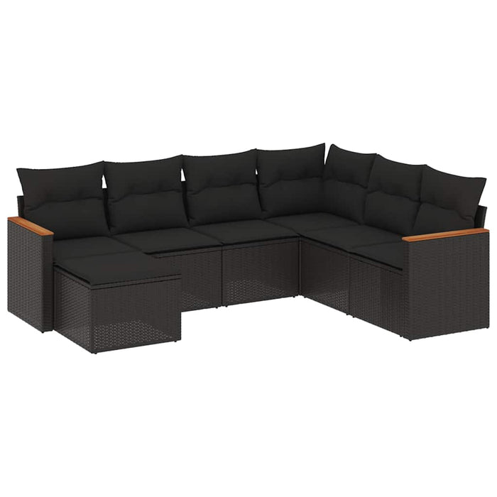 Set canapele de grădină cu perne, 7 piese, negru, poliratan - WALTI WALTI