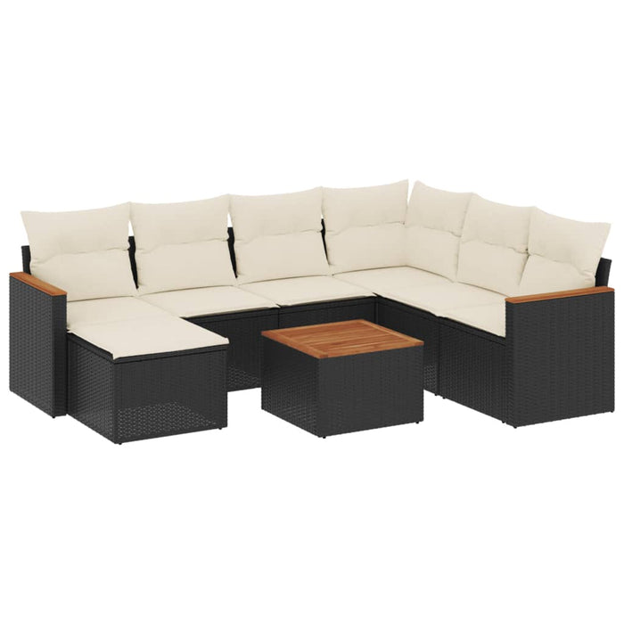 Set mobilier de grădină cu perne, 8 piese, negru, poliratan - WALTI WALTI