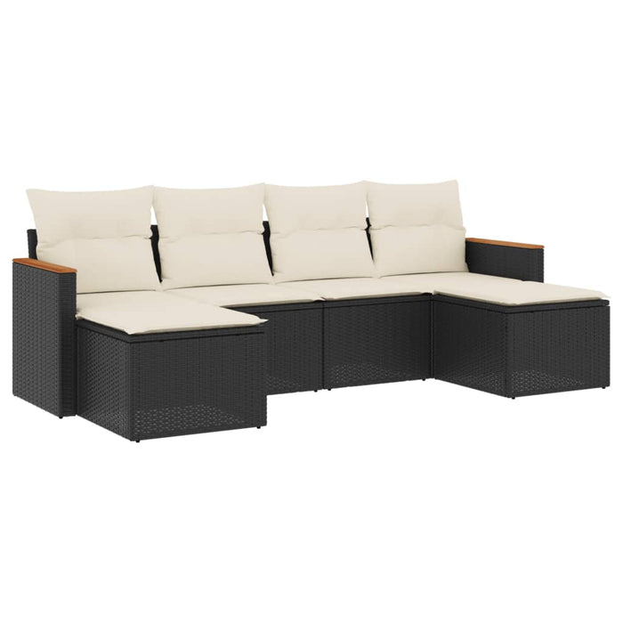 Set mobilier de grădină cu perne, 6 piese, negru, poliratan - WALTI WALTI
