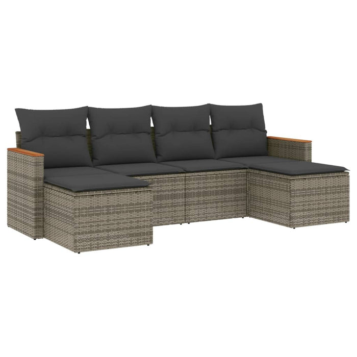 Set mobilier grădină cu perne, 6 piese, gri, poliratan - WALTI WALTI