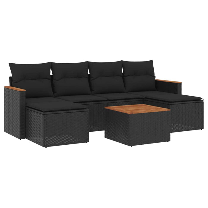 Set canapele de grădină cu perne, 7 piese, negru, poliratan - WALTI WALTI