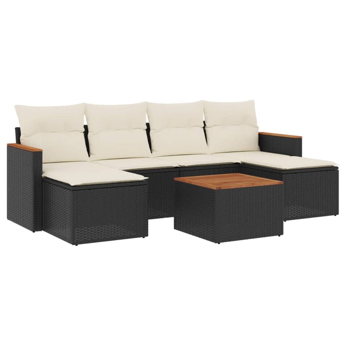 Set canapele de grădină cu perne, 7 piese, negru, poliratan - WALTI WALTI