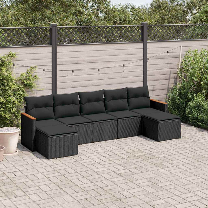 Set canapele de grădină cu perne, 7 piese, negru, poliratan - WALTI WALTI
