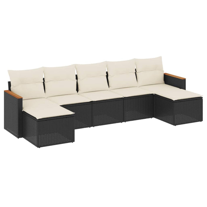 Set canapele de grădină cu perne, 7 piese, negru, poliratan - WALTI WALTI