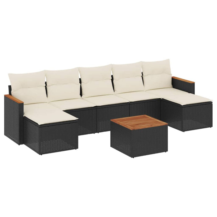 Set mobilier de grădină cu perne, 8 piese, negru, poliratan - WALTI WALTI