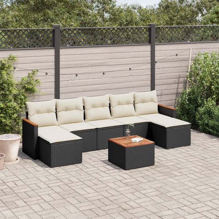 Set mobilier de grădină cu perne, 8 piese, negru, poliratan - WALTI WALTI