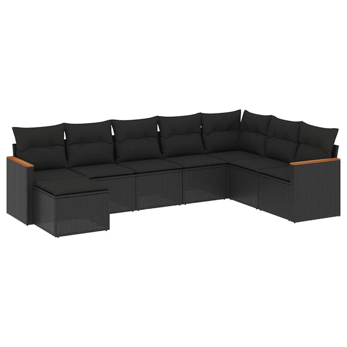 Set mobilier de grădină cu perne, 8 piese, negru, poliratan - WALTI WALTI