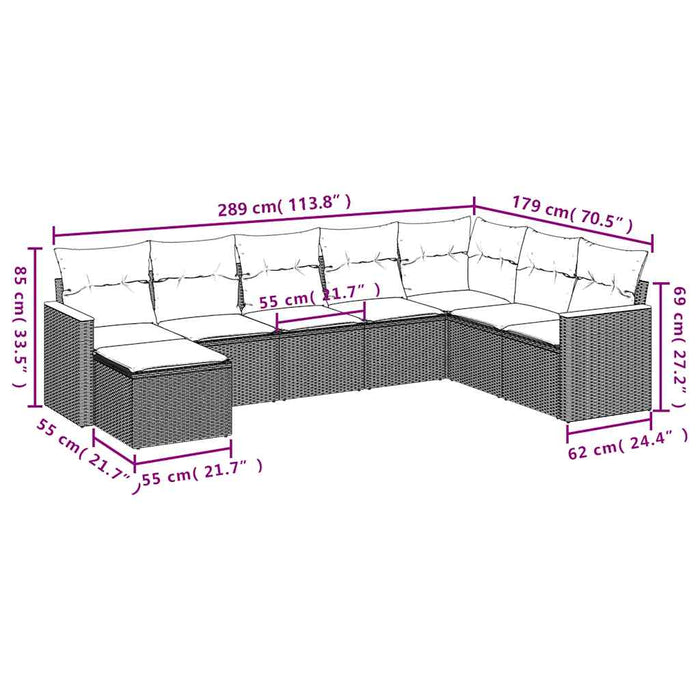 Set mobilier de grădină cu perne, 8 piese, negru, poliratan - WALTI WALTI
