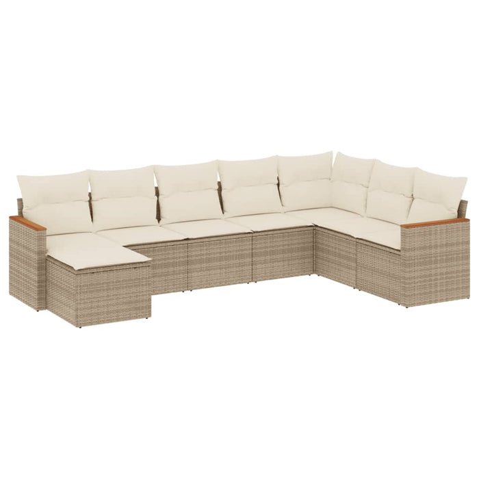 Set canapele de grădină, 8 piese, cu perne, bej, poliratan WALTI