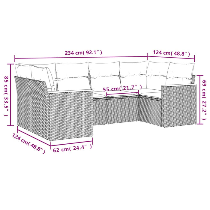 Set mobilier de grădină cu perne, 6 piese, negru, poliratan - WALTI WALTI