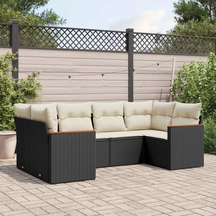 Set mobilier de grădină cu perne, 6 piese, negru, poliratan - WALTI WALTI