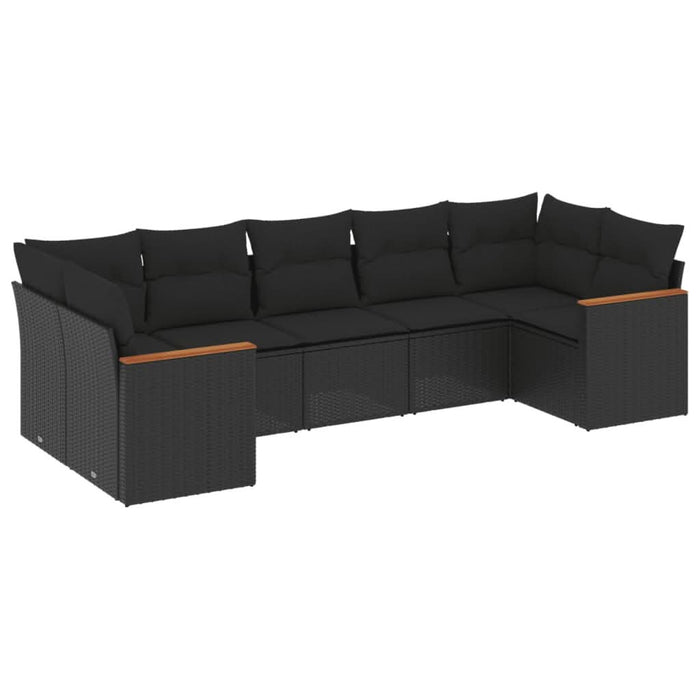 Set canapele de grădină cu perne, 7 piese, negru, poliratan - WALTI WALTI