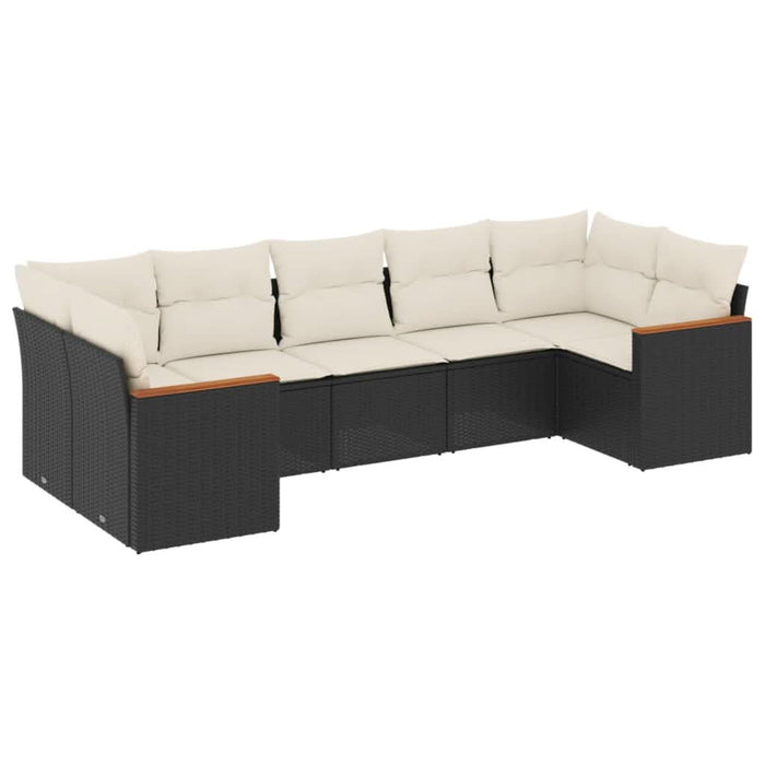 Set canapele de grădină cu perne, 7 piese, negru, poliratan - WALTI WALTI