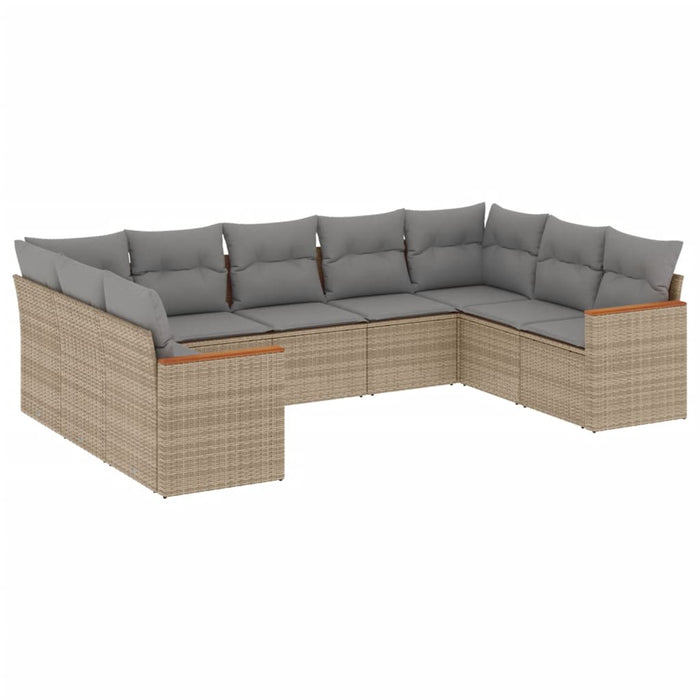 Set canapele de grădină, 9 piese, cu perne, bej, poliratan - WALTI WALTI