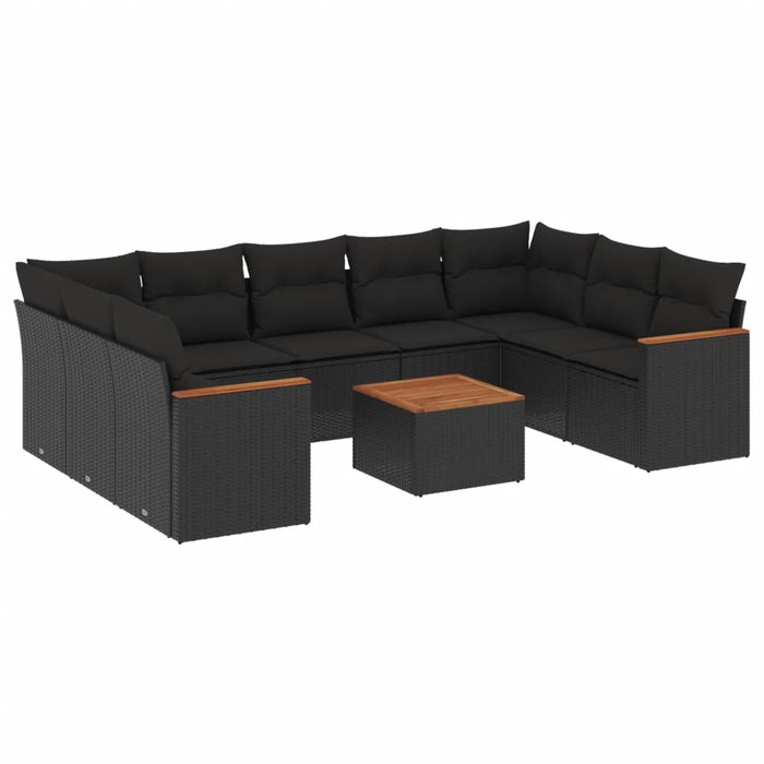 Set canapele de grădină cu perne, 10 piese, negru, poliratan - WALTI WALTI
