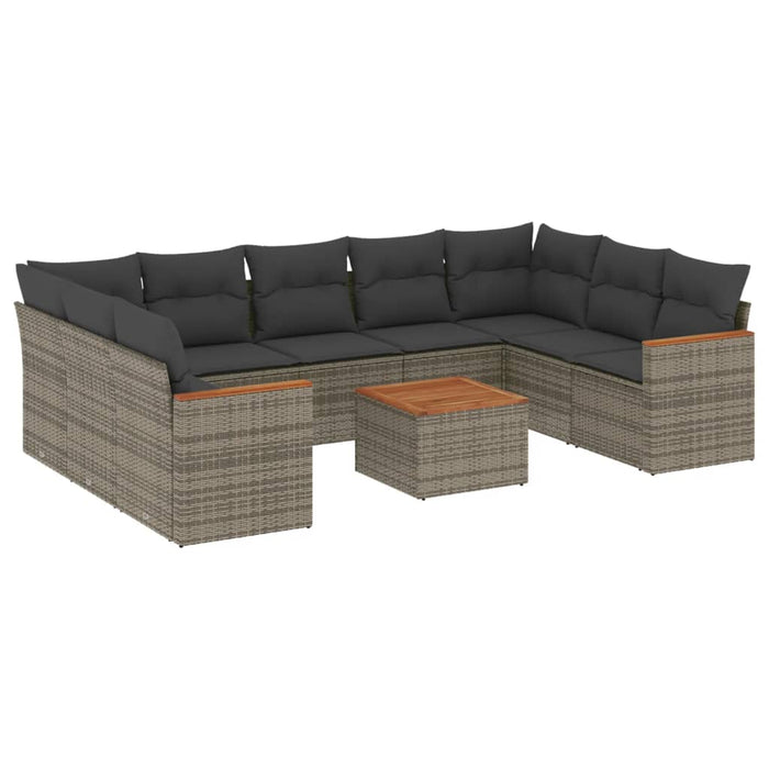Set mobilier de grădină cu perne, 10 piese, gri, poliratan - WALTI WALTI