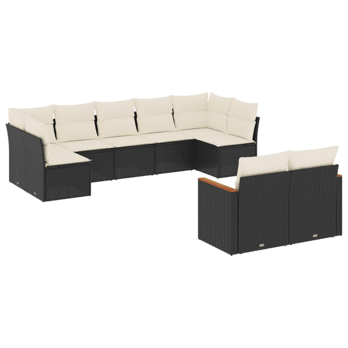 Set mobilier de grădină cu perne, 9 piese, negru, poliratan - WALTI WALTI