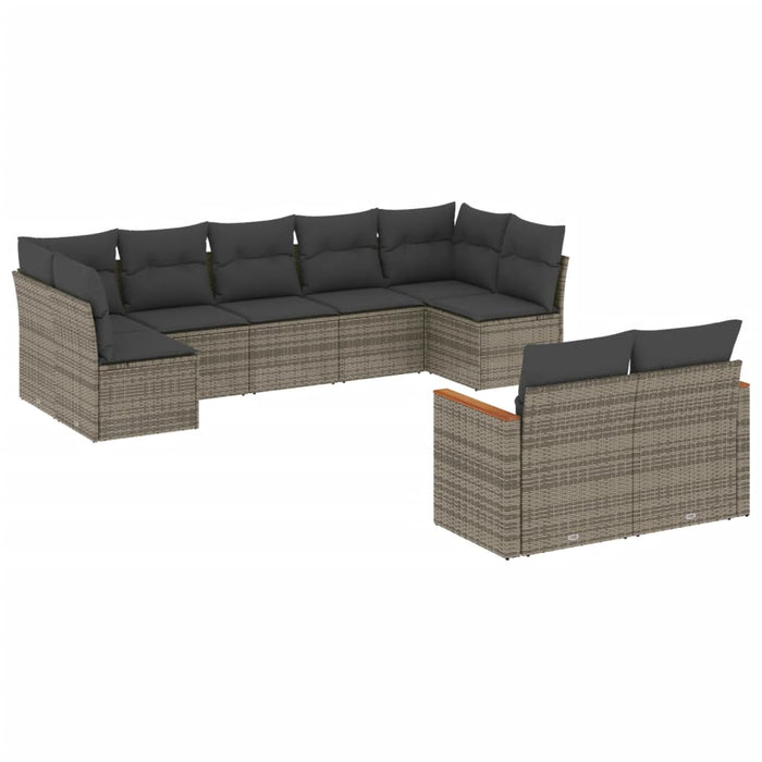 Set canapele de grădină, 9 piese, cu perne, gri, poliratan - WALTI WALTI