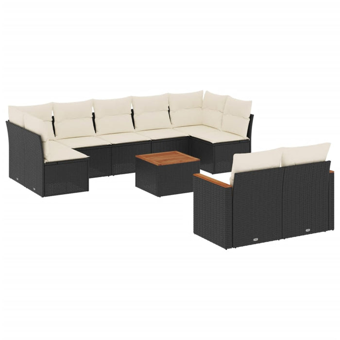 Set canapele de grădină cu perne, 10 piese, negru, poliratan - WALTI WALTI