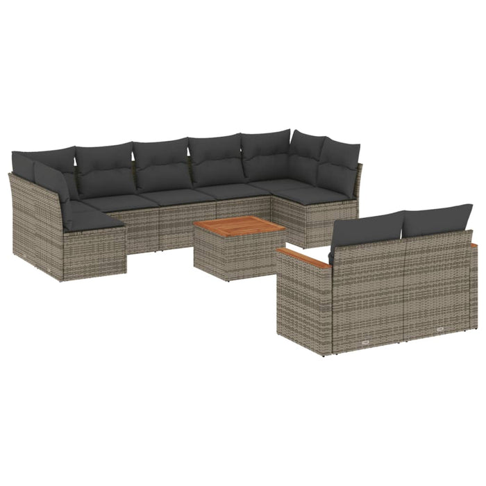 Set mobilier de grădină cu perne, 10 piese, gri, poliratan - WALTI WALTI
