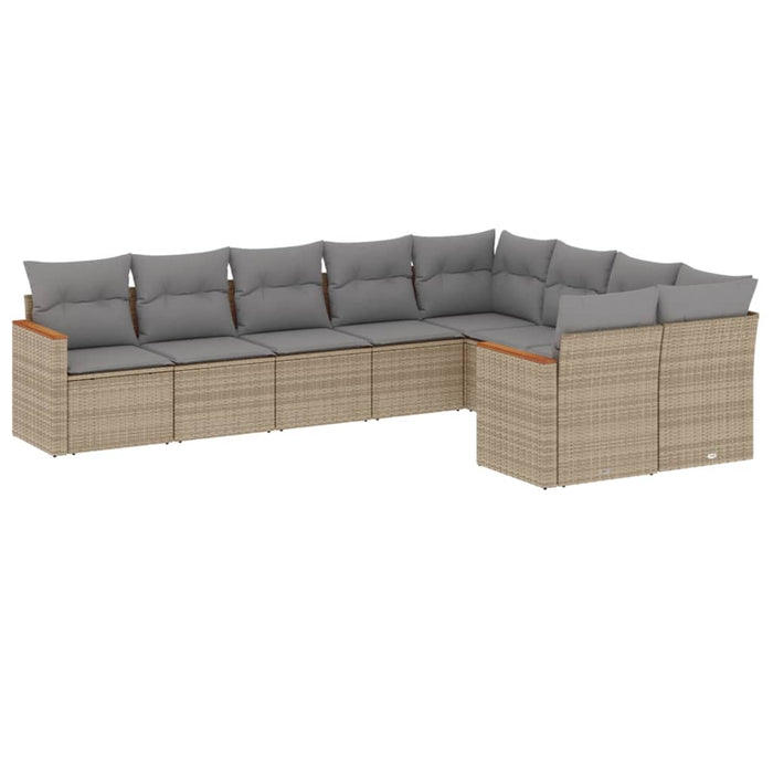 Set canapele de grădină, 9 piese, cu perne, bej, poliratan - WALTI WALTI