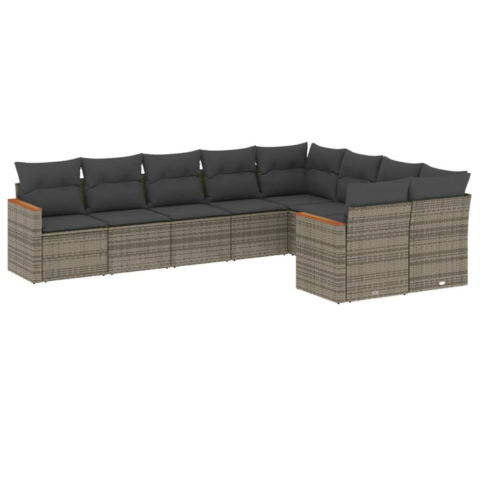 Set canapele de grădină, 9 piese, cu perne, gri, poliratan - WALTI WALTI