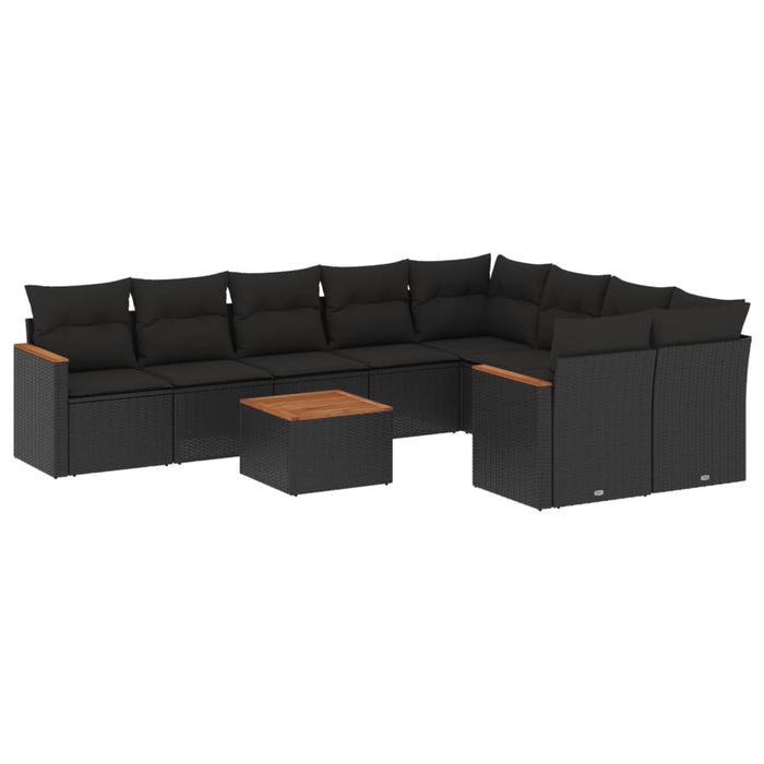 Set canapele de grădină cu perne, 10 piese, negru, poliratan - WALTI WALTI