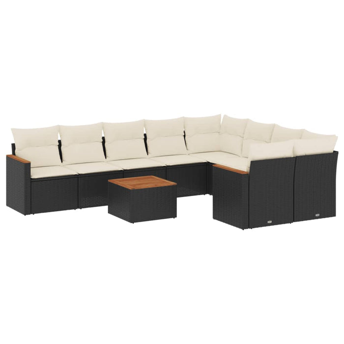 Set canapele de grădină cu perne, 10 piese, negru, poliratan - WALTI WALTI