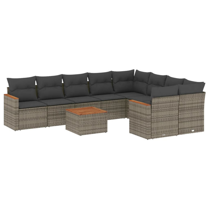 Set mobilier de grădină cu perne, 10 piese, gri, poliratan - WALTI WALTI
