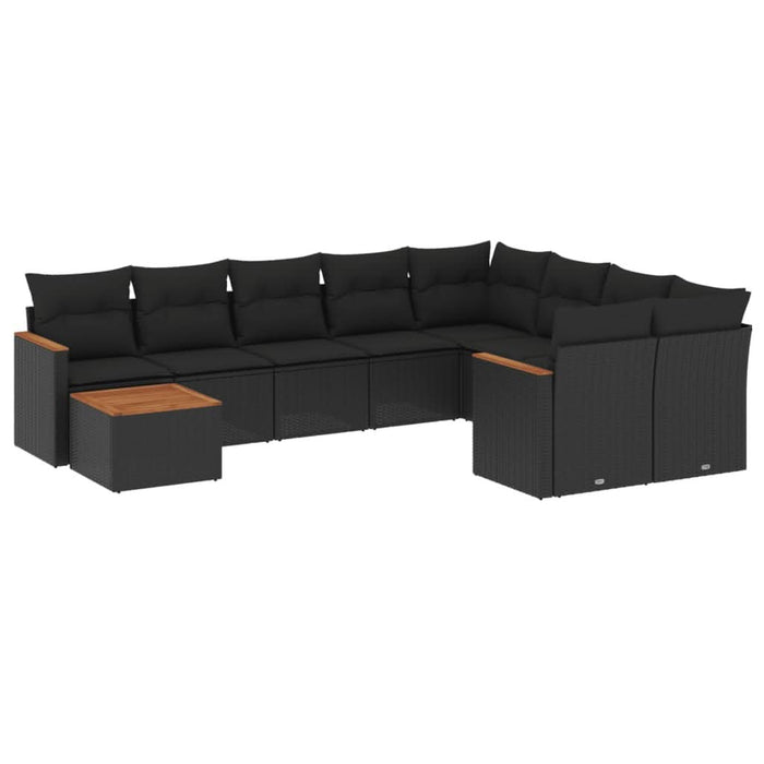 Set canapele de grădină cu perne, 10 piese, negru, poliratan - WALTI WALTI