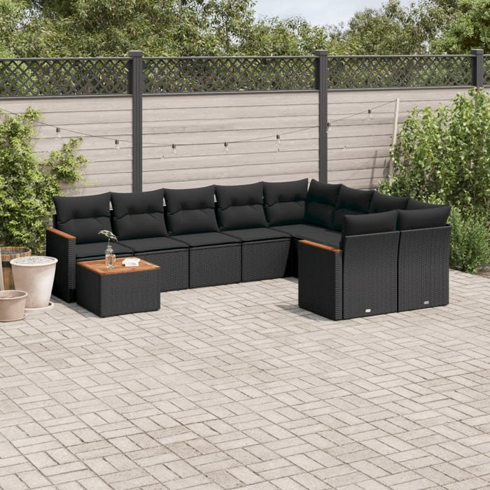 Set canapele de grădină cu perne, 10 piese, negru, poliratan - WALTI WALTI