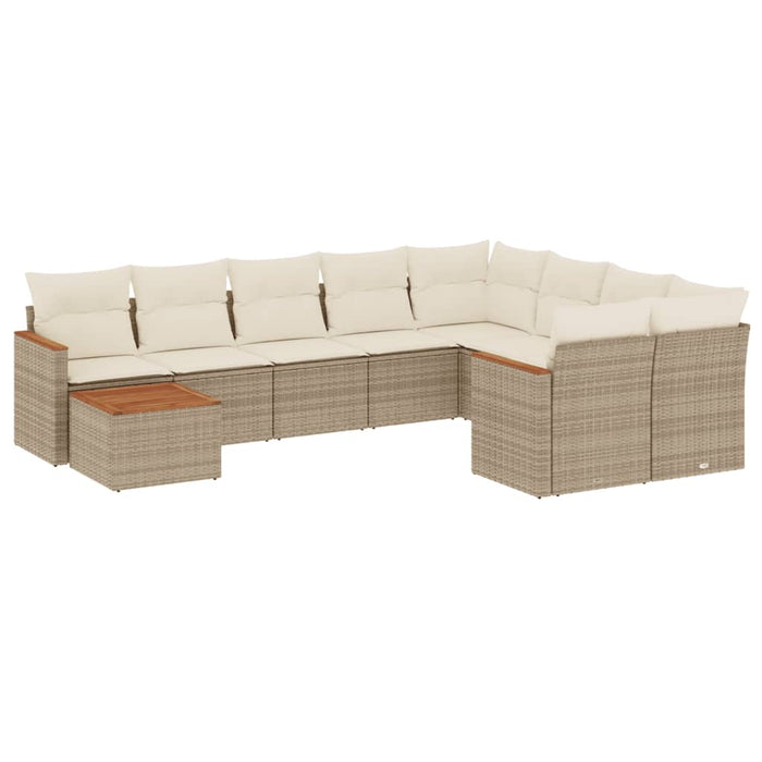 Set canapele de grădină cu perne, 10 piese, bej, poliratan WALTI
